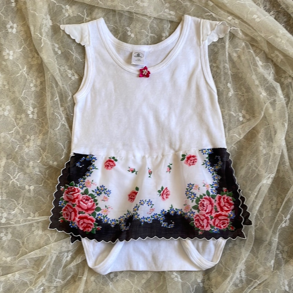 Vintage hand made hankie onesie